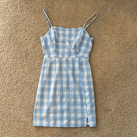 Nordstrom BP Gingham Mini Blue Dress - Picture 3 of 7